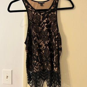 Black & nude lace top - M